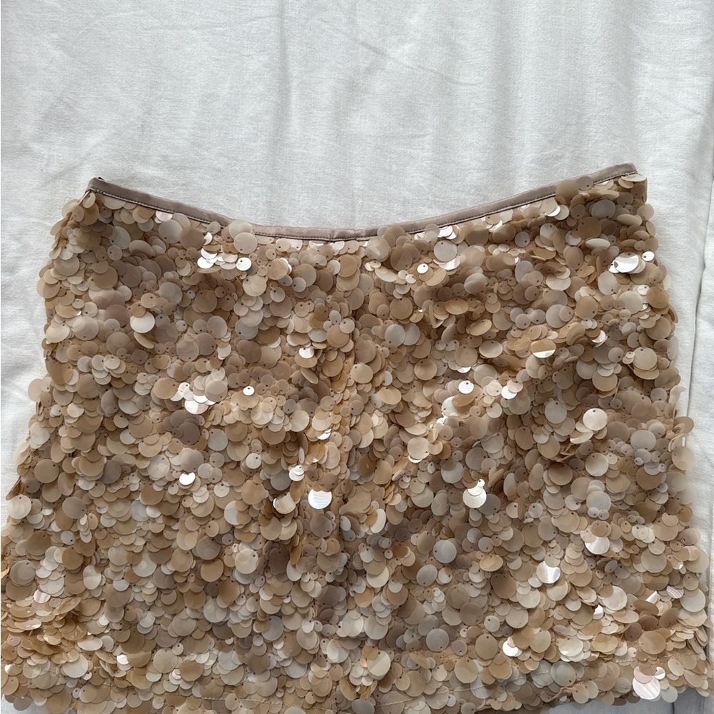 Zara Beige Sequin Mini Skirt